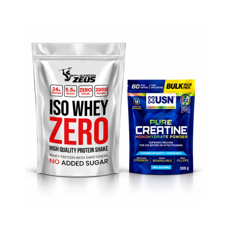 Zeus Nutrıtıon Iso Whey Zero Protein Tozu 2000Gr +USN Saf Kreatin Monohidrat 300 Gr Hediye