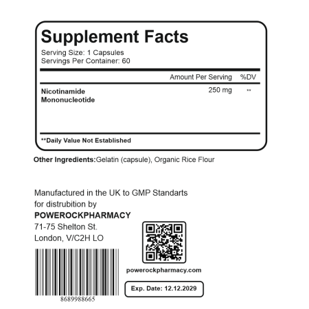 Powerock NMN 250 mg 60 Capsules