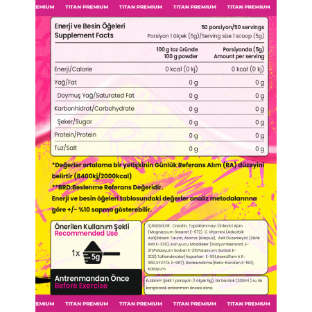 Titan Premium Creatine 300 Gr Monohyrate Mikronized